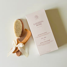 Load image into Gallery viewer, Image of baby brush set in a new baby gift basket in Fort McMurray, Alberta.