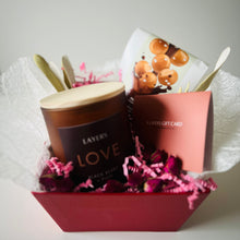 Load image into Gallery viewer, Image of Valentine&#39;s Day flowers, chocolate, and spa treatment gift box in Fort McMurray. 
