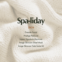 Load image into Gallery viewer, Image of Layers Holiday Spa Package Gift Card details in Fort McMurray, Alberta.
