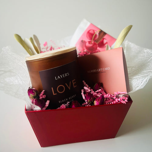 Image of Valentine's Day flowers, chocolate, and spa treatment gift box in Fort McMurray. 